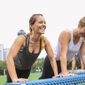 Four women having an outdoor workout